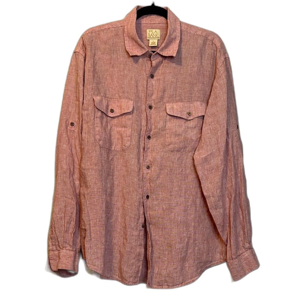 Joseph A Bank Linen Casual Button Down Sz L Like New 2024 design